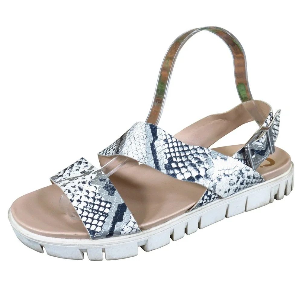 Circus by Sam Edelman Nadine Women's Size 8 Snakeskin Synthetic Flat Sandals‎